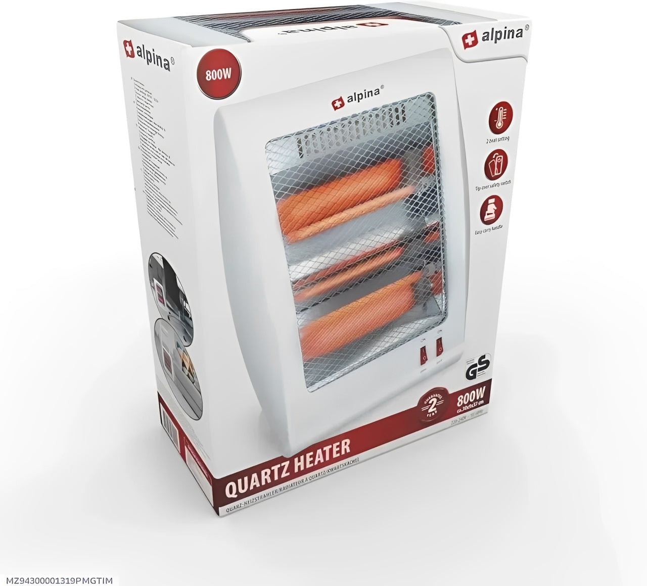 Electric Quartz Heater 800W – Portable 2-Rod Indoor Room Heater HS-312